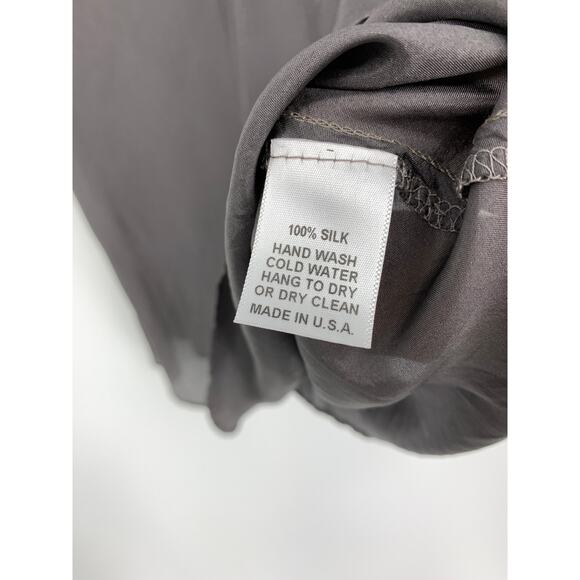 Beautiful People Silk Racerback Tank Top Womens Size Large Dark Gray Scoop Neck - Picture 4 of 5